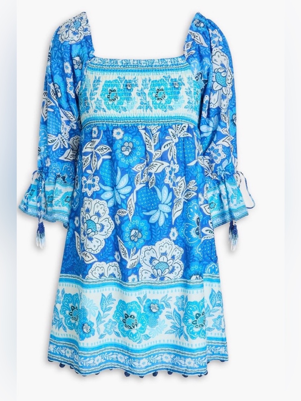 Farm Rio Smocked Blue Dress